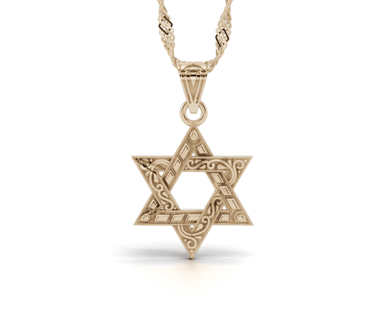 מגן דוד מעוצב בזהב