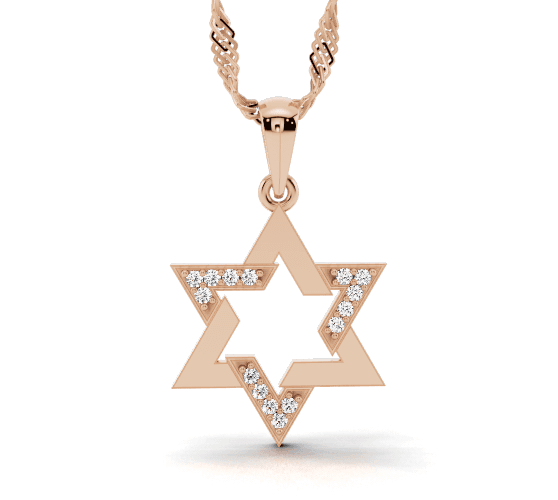 תליון מגן דוד מזהב משובץ יהלומים