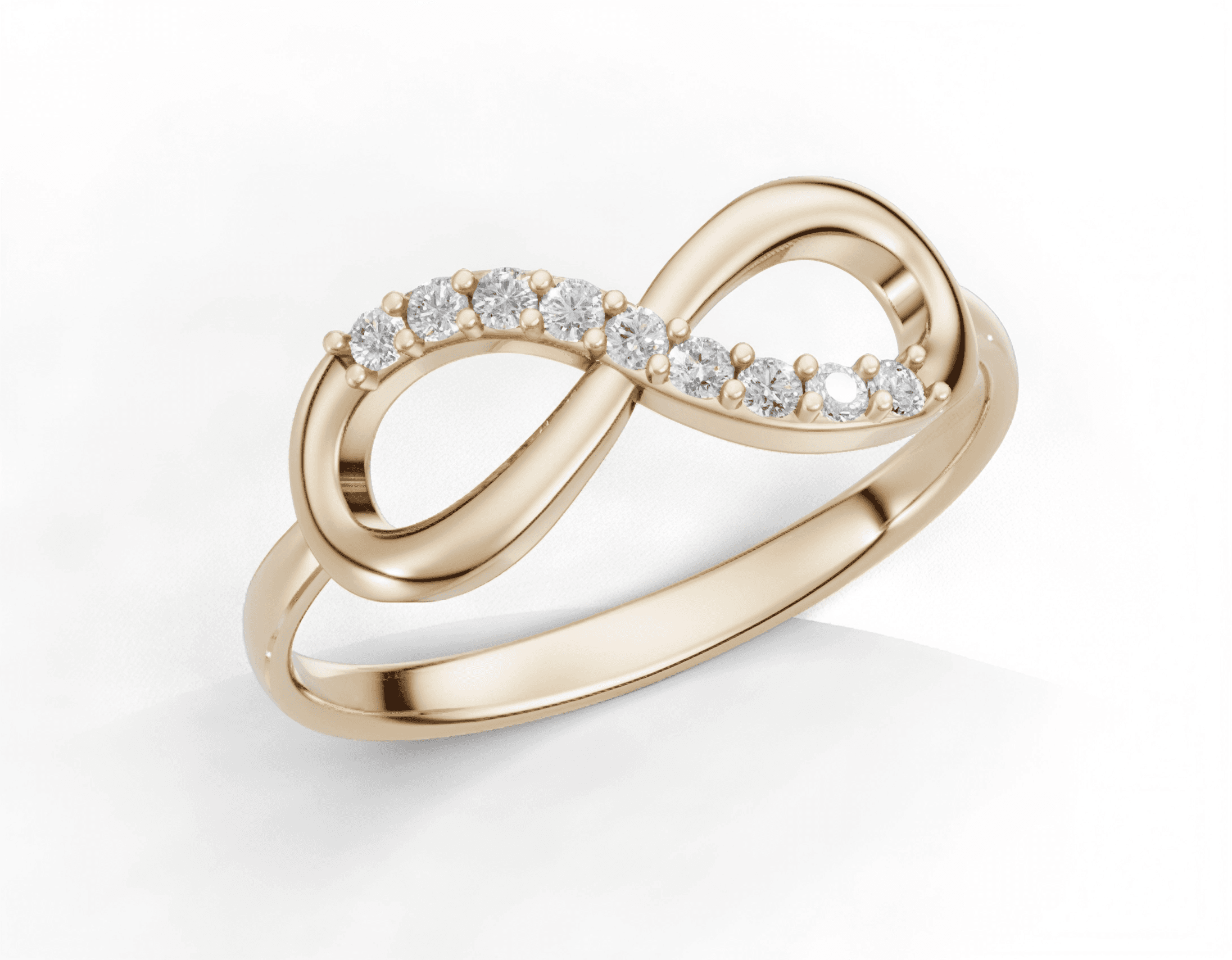 טבעת Infinity משובצת יהלומים - מוריאל - זהב 14K צהוב - יהלום, טבעות, קולקציית נשים | DiamoNY